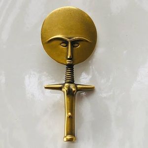 Vtg Signed ALVA Museum Replicas Goldtone Polished FERTILITY GODDESS Pendant